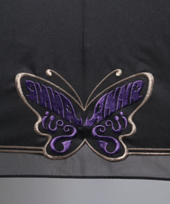 メール便に限り送料無料！！ ANNA SUI 黒のパラソル 花の刺繍 バンブー