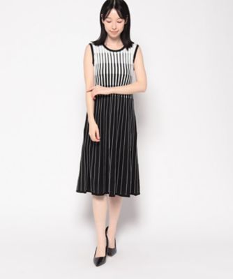 ＜MISS J (Women)＞ミス　ジェイ　ＭＩＳＳ　Ｊ　配色タック柄　ニットドレス