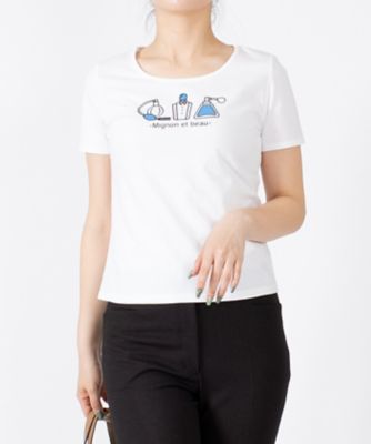 ミス　ジェイ　ＭＩＳＳ　Ｊ　【洗える】香水ボトル柄プリント　コットンハイゲージ天竺Ｔシャツ
