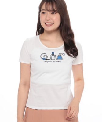 ミス　ジェイ　ＭＩＳＳ　Ｊ　【洗える】香水ボトル柄プリント　コットンハイゲージ天竺Ｔシャツ
