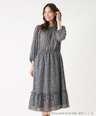 ＜Leilian plus house (Women/大きいサイズ)＞【店頭人気】フラワーシフォンワンピース【ＭＵＳＥ　ＢＹ　ＲＯＣＨＡＳ　Ｐｒｅｍｉｅｒｅ】