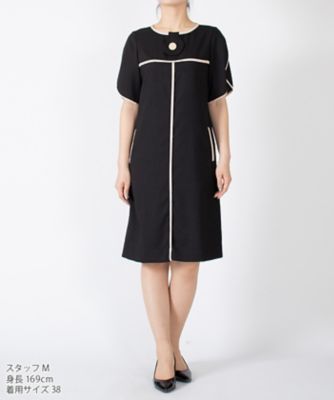 ラピーヌ　ブランシュ　ＬＡＰＩＮＥ　ＢＬＡＮＣＨＥ　バイカラートリミングワンピース