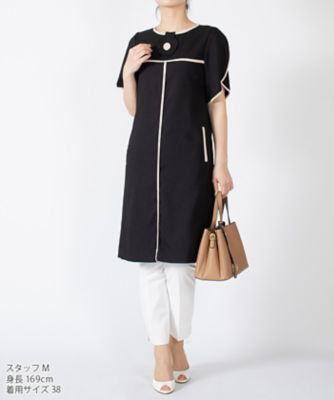 ラピーヌ　ブランシュ　ＬＡＰＩＮＥ　ＢＬＡＮＣＨＥ　バイカラートリミングワンピース