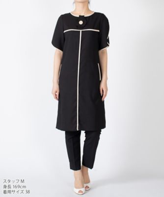 ラピーヌ　ブランシュ　ＬＡＰＩＮＥ　ＢＬＡＮＣＨＥ　バイカラートリミングワンピース