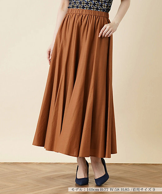 【SALE】ロングフレアスカート オレンジ ロングスカート