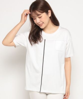 ラピーヌ ブランシュ LAPINE BLANCHE 【洗える】ステッチ使いTシャツ （ブラック） ラピーヌ ブランシュ LAPINE BLANCHE 【洗える】ステッチ使いT