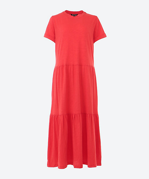 ＜三越伊勢丹/公式＞【SALE】【送料無料】大きいサイズ Tiered Jersey Midi Dress Red