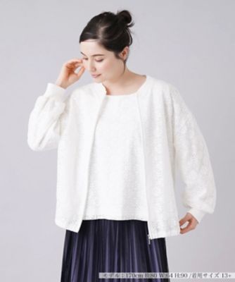 ＜Leilian plus house (Women/大きいサイズ)＞ジップアップレースブルゾン