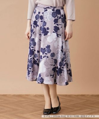 【新品】定価35,200円　レリアン　花柄切替フレアカットソー　ブルー　9号 新品】定価35,200円 レリアン 花柄切替フレアカットソー ブルー