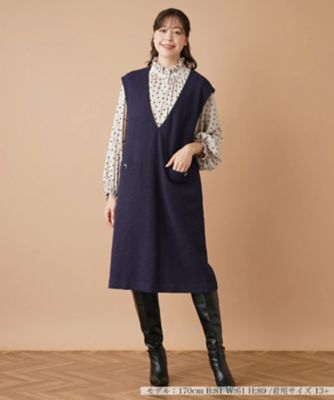 Vネックジャンパースカート | Leilian plus house (Women/大きい 