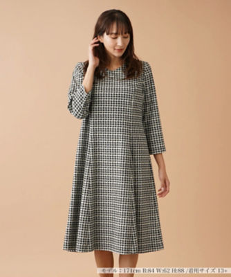 ＜Leilian plus house (Women/大きいサイズ)＞千鳥格子柄Ｖネックワンピ－ス