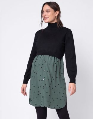Seraphine 新品 UK8 授乳可 ニットトップマタニティミディワンピース ESME 授乳対応 ニットトップスマタニティワンピース