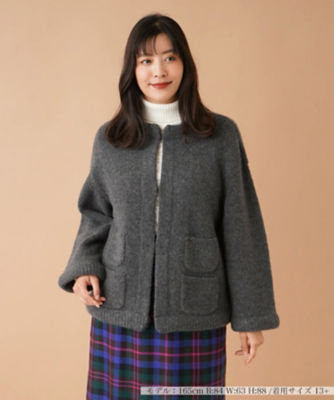 ＜Leilian plus house (Women/大きいサイズ)＞ノーカラーニットジャケット【ｍｙ　ｐｅｒｆｅｃｔ　ｗａｒｄｒｏｂｅ】