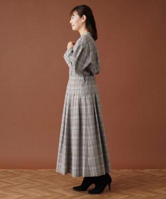 セットアップ対応商品】チェックロングフレアスカート【Leilian 