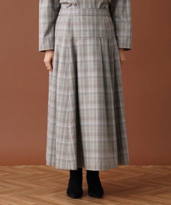 セットアップ対応商品】チェックロングフレアスカート【Leilian 