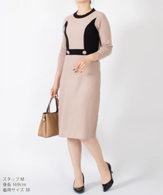 ラピーヌ　ブランシュ　ＬＡＰＩＮＥ　ＢＬＡＮＣＨＥ　トリミングニットワンピース