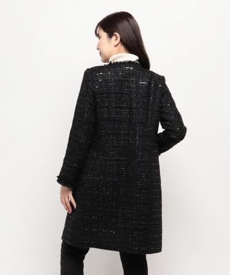 美品 ダーマコレクション せこい ラメツイード ロングコート 茶色  