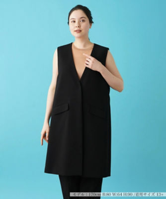 ＜Leilian plus house (Women/大きいサイズ)＞【セットアップ対応商品】ロングベスト【ＮＥＷ　ＦＯＲＭＡＬ】