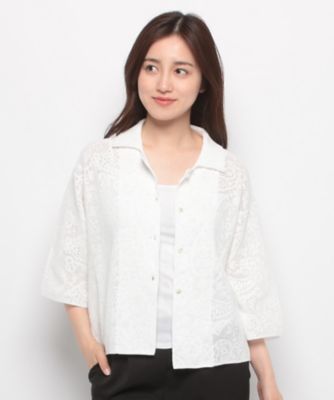 レース七分袖ジャケット【THE NEW】【Leilian WHITE 