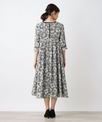 洗えるフラワープリントワンピース【Leilian WHITE 