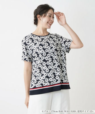 ＜Leilian plus house (Women/大きいサイズ)＞Ｔシャツ【Ｌｅｉｌｉａｎ　ＷＨＩＴＥ　ＬＡＢＥＬ】