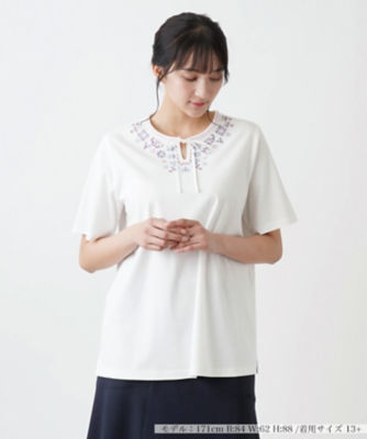 ＜Leilian plus house (Women/大きいサイズ)＞刺繍半袖プルオーバー