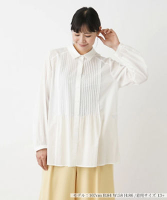 ＜Leilian plus house (Women/大きいサイズ)＞シアーコットンブラウス【Ｌｅｉｌｉａｎ　ＷＨＩＴＥ　ＬＡＢＥＬ】