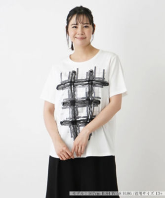 ＜Leilian plus house (Women/大きいサイズ)＞フリル刺繍半袖Ｔシャツ【ＴＨＥ　ＮＥＷ】【Ｌｅｉｌｉａｎ　ＷＨＩＴＥ　ＬＡＢＥＬ】