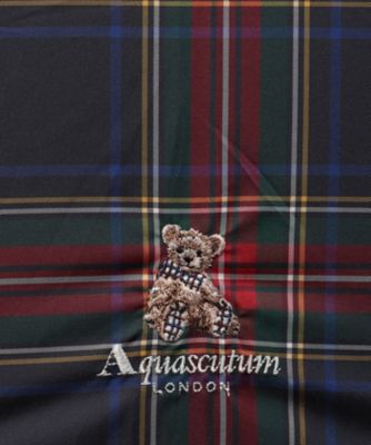 Ａｑｕａｓｃｕｔｕｍ　（アクアスキュータム）　ブリティッシュチェック　ベア刺繍　　雨傘（ジャンプ式）