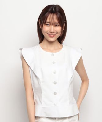 ＜MISS J (Women)＞ミス　ジェイ　ＭＩＳＳ　Ｊ　ペプラムブラウス