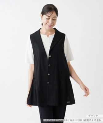 ＜Leilian plus house (Women/大きいサイズ)＞ロングベスト【Ｌｅｉｌｉａｎ　ＷＨＩＴＥ　ＬＡＢＥＬ】