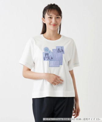 ＜Leilian plus house (Women/大きいサイズ)＞刺繍モチーフ半袖Ｔシャツ【Ｌｅｉｌｉａｎ　ＷＨＩＴＥ　ＬＡＢＥＬ】