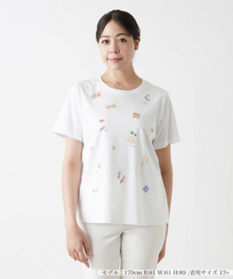 ＜Leilian plus house (Women/大きいサイズ)＞モチーフＴシャツ【Ｌｅｉｌｉａｎ　ＷＨＩＴＥ　ＬＡＢＥＬ】