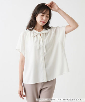 ＜Leilian plus house (Women/大きいサイズ)＞ボウタイ半袖シフォンブラウス