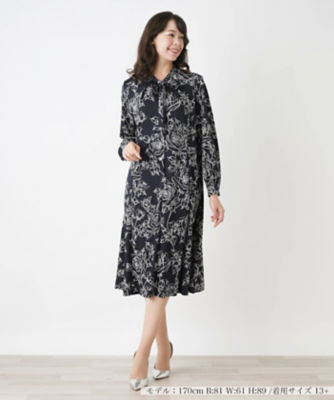 ＜Leilian plus house (Women/大きいサイズ)＞ボウタイフレアワンピース【ＲＯＣＨＡＳ　Ｐｒｅｍｉｅｒｅ】