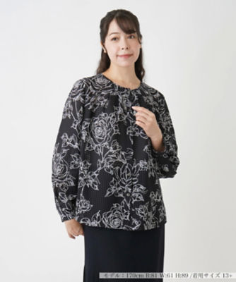 ＜Leilian plus house (Women/大きいサイズ)＞ノーカラーブラウス【ＲＯＣＨＡＳ　Ｐｒｅｍｉｅｒｅ】