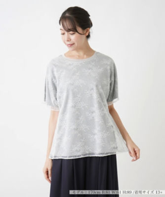 ＜Leilian plus house (Women/大きいサイズ)＞シアーボタニカルレースプルオーバー