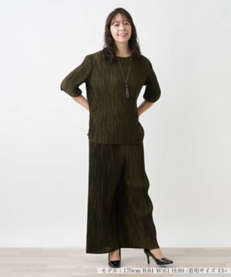 洗えるプリーツパンツ【Leilian WHITE LABEL 
