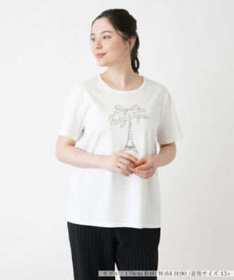 ＜Leilian plus house (Women/大きいサイズ)＞Ｔシャツ【Ｌｅｉｌｉａｎ　ＷＨＩＴＥ　ＬＡＢＥＬ】