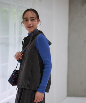 TO BE CHIC フリル ダウンベスト ブラック 黒 トゥービーシック 40