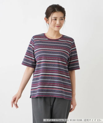 ＜Leilian plus house (Women/大きいサイズ)＞クルーネックＴシャツ【Ｌｅｉｌｉａｎ　ＷＨＩＴＥ　ＬＡＢＥＬ】