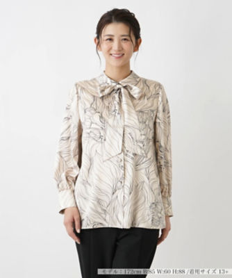 ＜Leilian plus house (Women/大きいサイズ)＞フラワーデザインボウタイブラウス【ＲＯＣＨＡＳ　Ｐｒｅｍｉｅｒｅ】