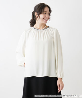 ＜Leilian plus house (Women/大きいサイズ)＞ノーカラーブラウス