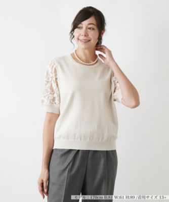 ＜Leilian plus house (Women/大きいサイズ)＞フラワーレースニットプルオーバー