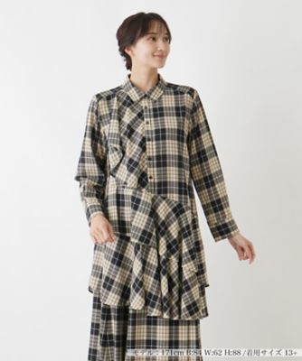 ＜Leilian plus house (Women/大きいサイズ)＞タータンチェックシャツブラウス