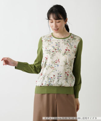 ＜Leilian (Women)＞フラワーグラフィック切り替えニットトップス【Ｌｅｉｌｉａｎ　ＷＨＩＴＥ　ＬＡＢＥＬ】