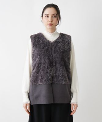 美品✨レリアン　ベストふわふわモコモコウール大きいサイズグレー　ボア　13＋ 美品✨レリアン ベストふわふわモコモコウール大きいサイズ