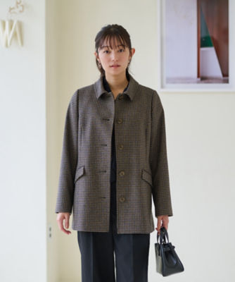 ＜CARA O CRUZ (Women)＞ジャージのチェックコート【ＭＡＮＴＥＣＯ】【ＲＥＣＹＣＬＥ　ＷＯＯＬ】