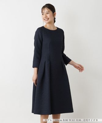 レリアン9号紺のシンプルなストレッチワンピース美品♭5415 可愛くっ