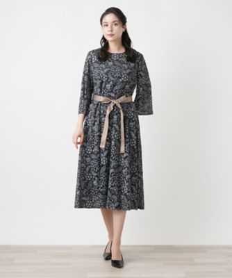 売れ筋介護用品も！ ☆【Leilian PLUS HOUSE】 ワンピースミモザ丈花柄13+ ワンピース